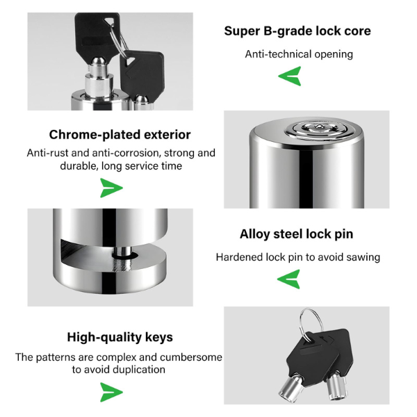 Push to Lock - Anti-Theft Sturdy Wheel Disc-Brake Lock