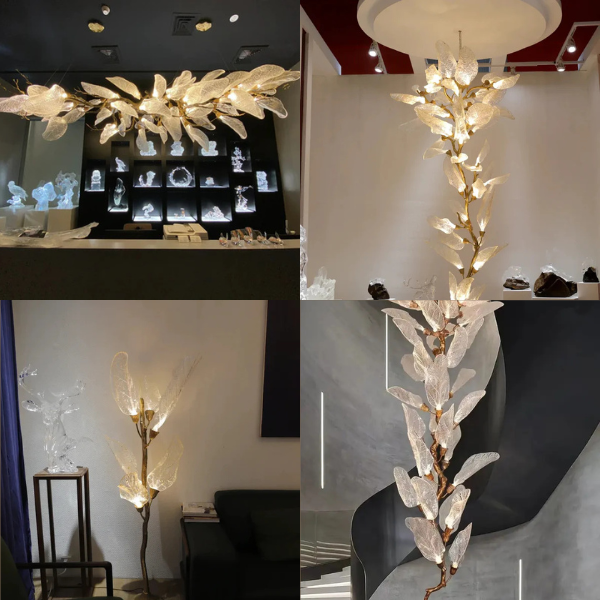 Luxury Glow - Art Resin Glass Chandeliers tree leaf