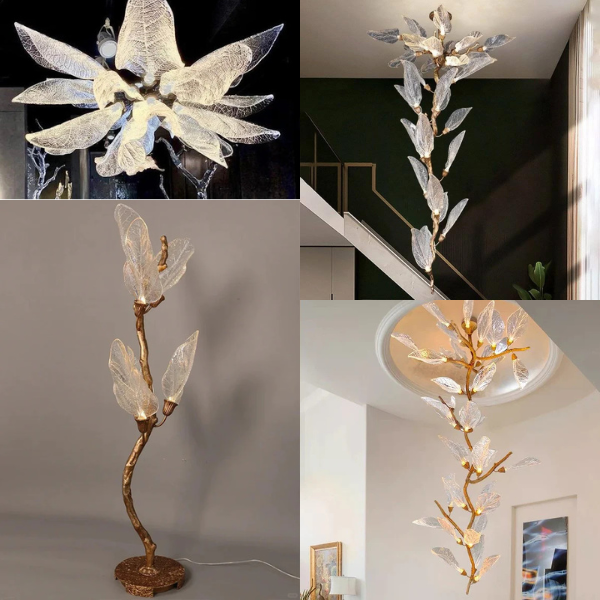 Luxury Glow - Art Resin Glass Chandeliers tree leaf