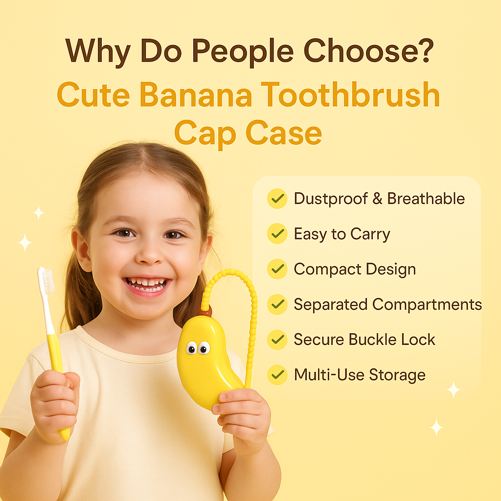Cute Banana Toothbrush Cap Case and Brush