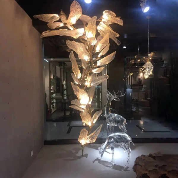 Luxury Glow - Art Resin Glass Chandeliers tree leaf