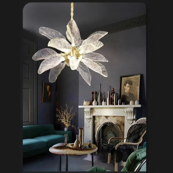 Luxury Glow - Art Resin Glass Chandeliers tree leaf